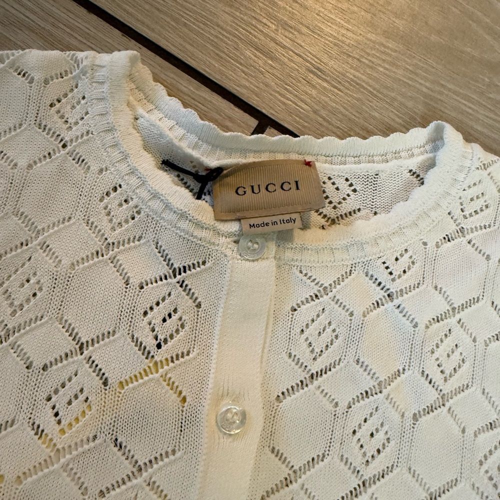 New with tags Gucci Kids White Knit Cardigan – Size 8 kids - Picture 2 of 9